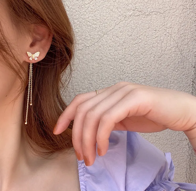 Butterfly Drop Earrings For Women Vintage Jewelry Modern Party Wedding Bridal Accessories Trendy Dangle Earrings 3