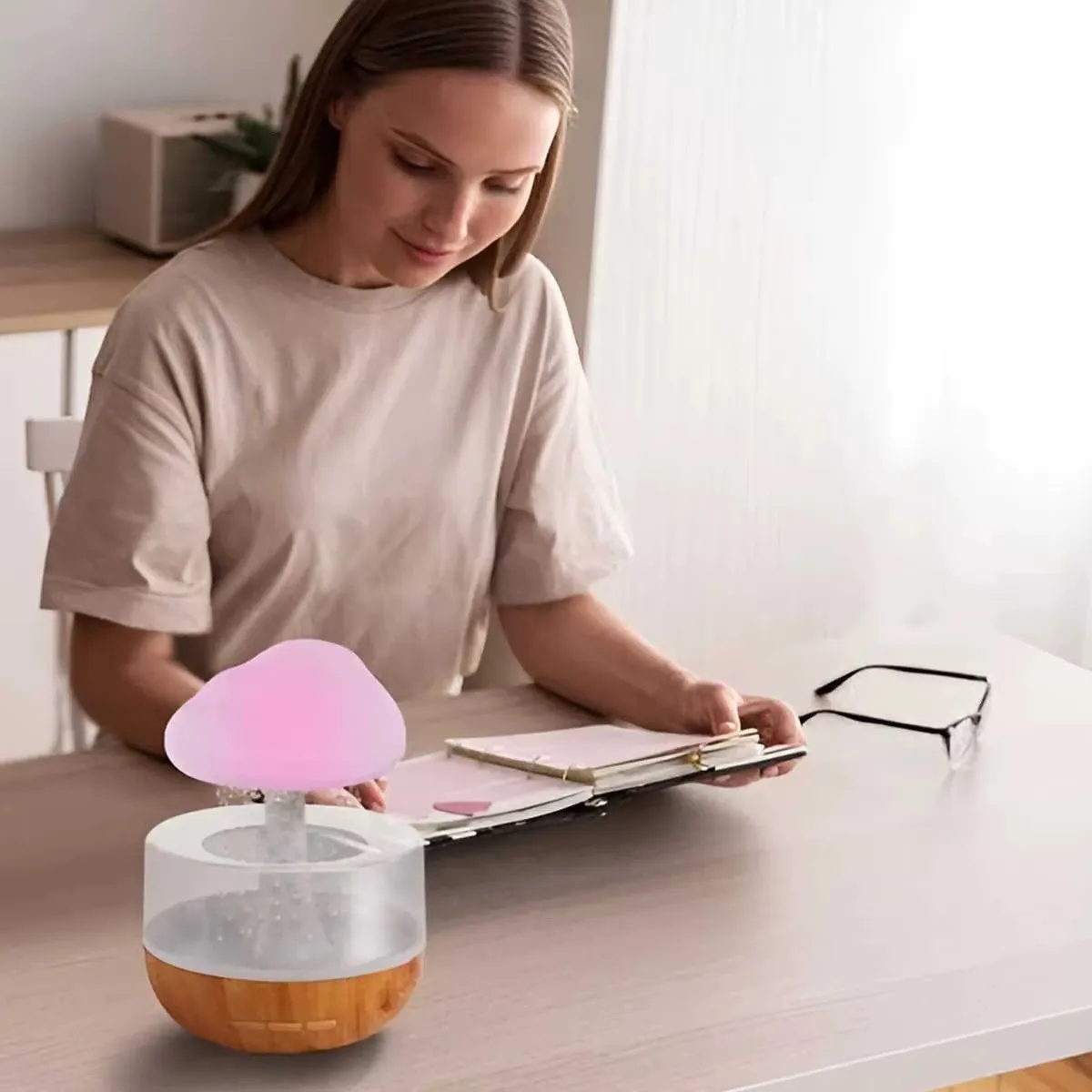 Rain Cloud Humidifier USB Night Light for Room Office Aroma Diffuser Water Drop Sound 4