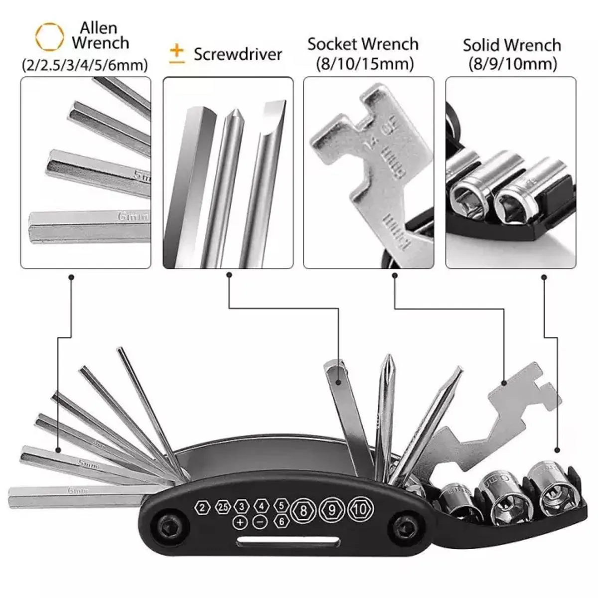 Bicycle Repair Kit Multi Tool Repair Bicycle Tool Kit 16 in 1 3
