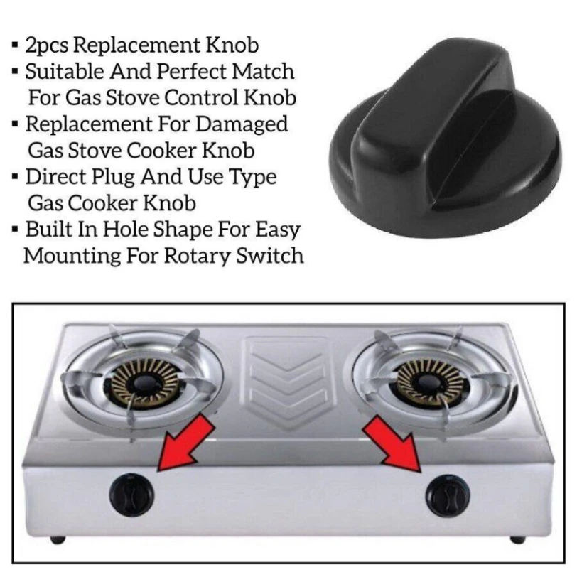 Gas Stove Cooker Rotary On/Off Switch Knobs - 2Pcs 3