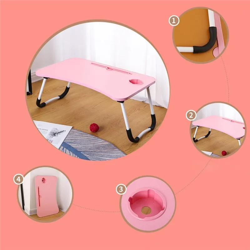 Foldable Laptop Table-Pink For Reading, Writing, Eating, On Bed 6