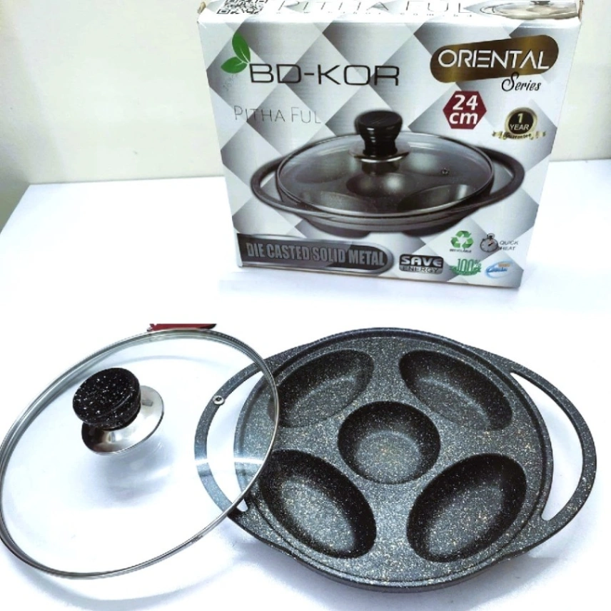 Non stick pitha pan with glass lid, Bd-Kor Pitha ful 7