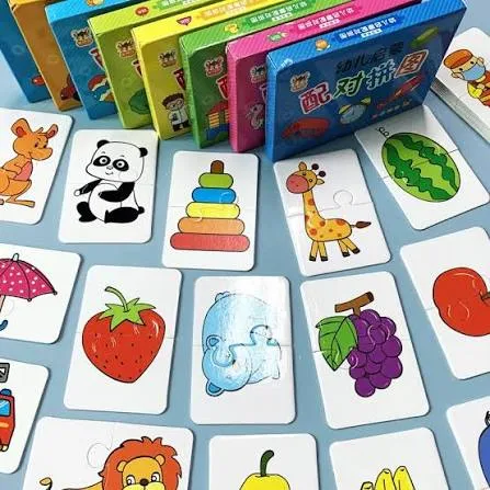 28Pcs Toddler Matching Card Early Montessori Education Puzzle Toys Cartoon Jigsaw Animal Color Shape Cognitive Training Gifts 3