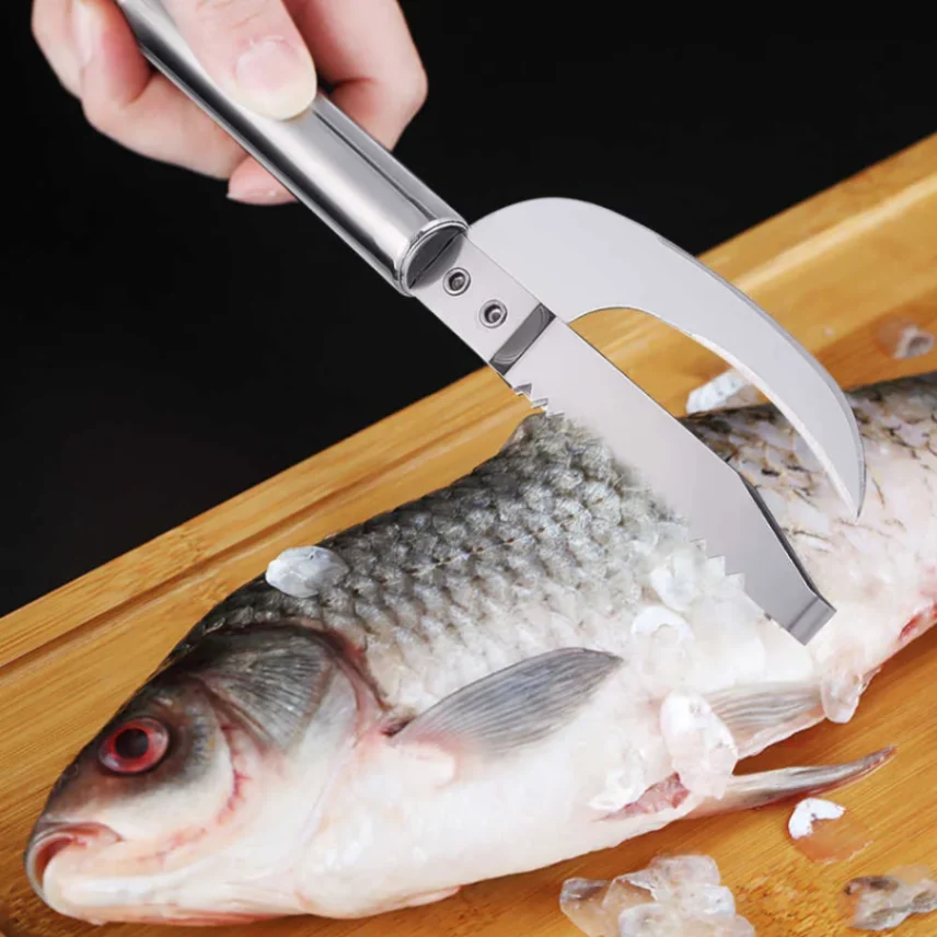 Fish Scale Knife Cut/Scrape/Dig 3-In-1, Fish Scale Knife, Fish Scaler Remover, 3-In-1 Fish Scaler Remover Cutter, Stainless Steel Fish Scale Remover, Stainless Steel 3 In 1 Fish Maw Knife 2