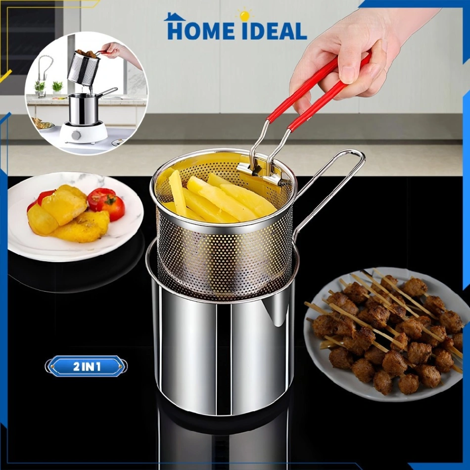 Deep Frying Pot 304 Stainless Steel Kitchen Fryer With Strainer Tempura Fryer Pan Chicken Fried Chicken Cooking Tools No Ratings 4