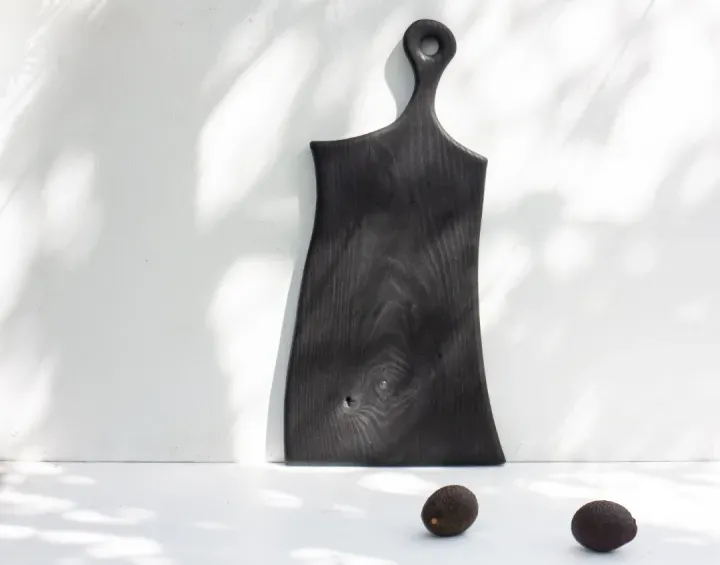 Large Black Cutting Board - Burned Oak Wood Serving board - Cheese Board - Yakisugi board - Chopping Board Charcuterie board Appetizer 4