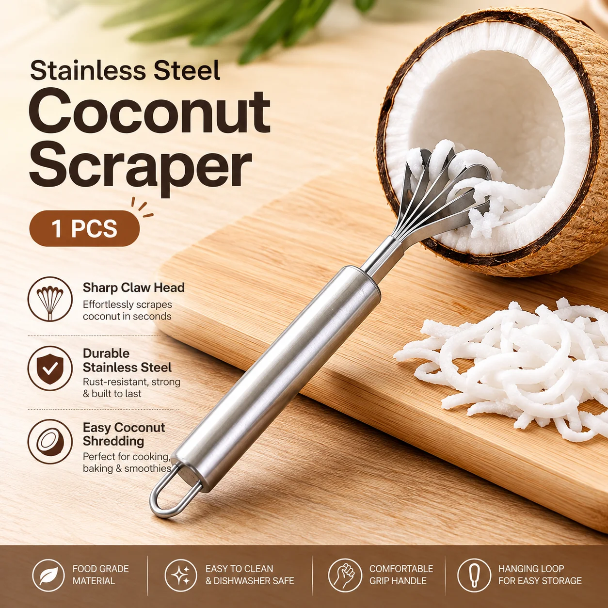 Stainless Steel Coconut scraper, Coconut grater, Coconut shredder, Coconut Shaver, Coconut Grater 4