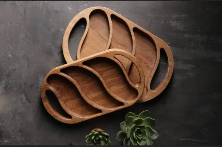 Hardwood Serving Tray For Snacks Cutting Board Plate 2 In 1 3