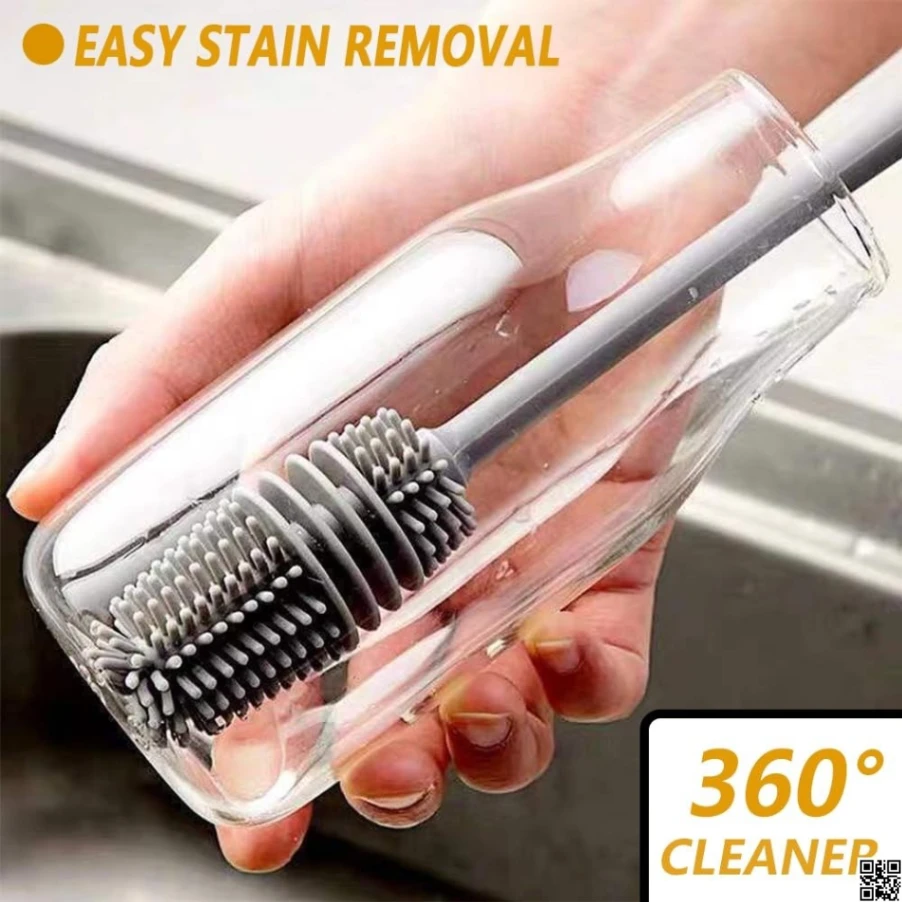 Silicone Bottle Cleaning Brush Bottle Cleaner for Washing Baby Bottles Handle Brush 2