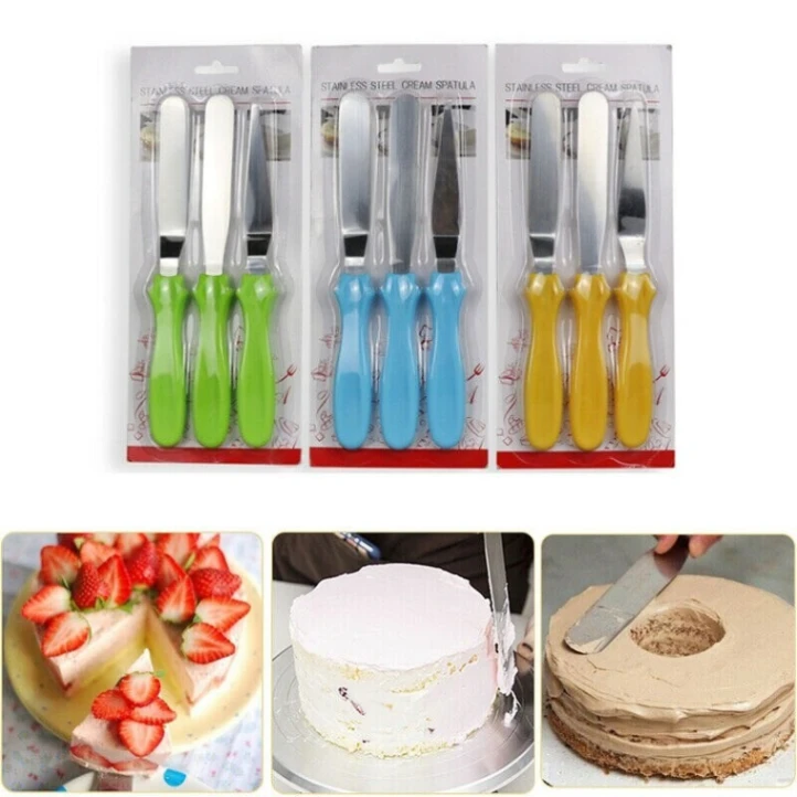 3pcs Stainless steel cream spatula, Butter Cake Cream Smoother Spatula Fondant Pastry Tool, Baking Pastry Cake Decorating Tools 6