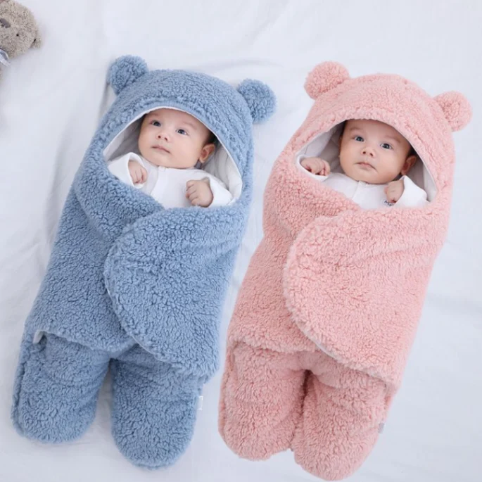 Newborn Outdoor Windproof Plush Soft Cotton Baby Hold Blankets and Winter Sleeping Bag for (0-12 Month) 3