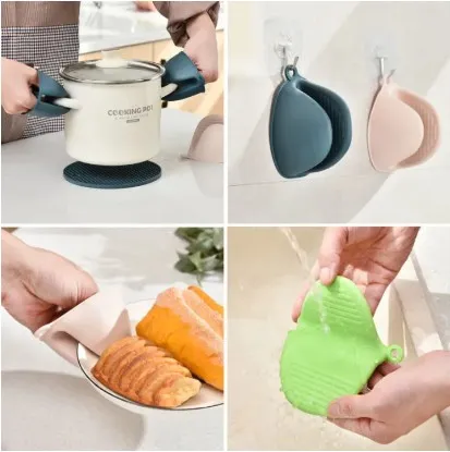 2PC Grip Oven Pot Holder Baking BBQ Cook Tools Mini Kitchen Non-slip Heat Resistant Oven Mitts Silicone Glove - Hand Gloves - Hand Gloves 3