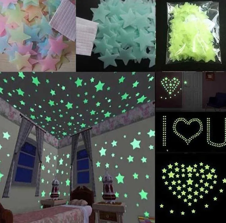 20pcs/bag 3cm Glow In The Dark Luminous Star Stickers Halloween Decorations for Home Toy PVC Stickers for Kids Roo - Sustainable Option 2