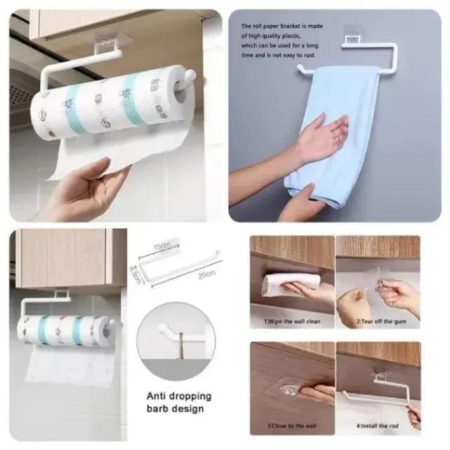 Rack Home Kitchen Tissue Accessory 1Pcs Paper Roll Holder Towel Rack Hanging Shelf Bathroom Storage Toilet 5