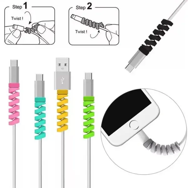 5pcs Spiral Cable protector Data Line Silicone Bobbin winder Protective For all USB Charging earphone 3