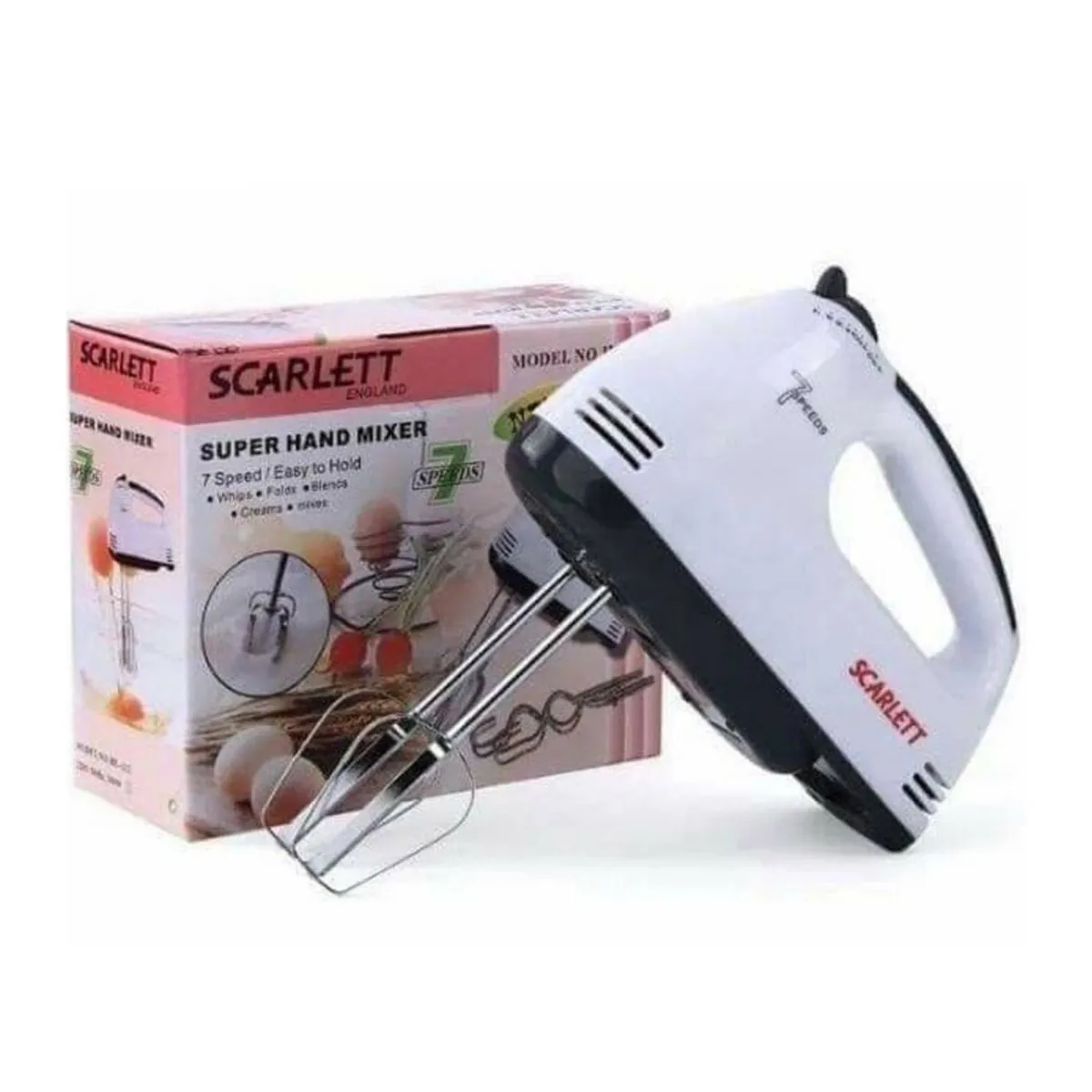 Scarlett 150 Watt Electric Egg Beater Cream Mixer 5 Speed Control Sweep Kitchen Utensils with 4 Stirrers 4