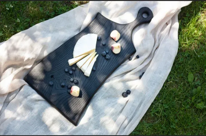 Large Black Cutting Board - Burned Oak Wood Serving board - Cheese Board - Yakisugi board - Chopping Board Charcuterie board Appetizer 5