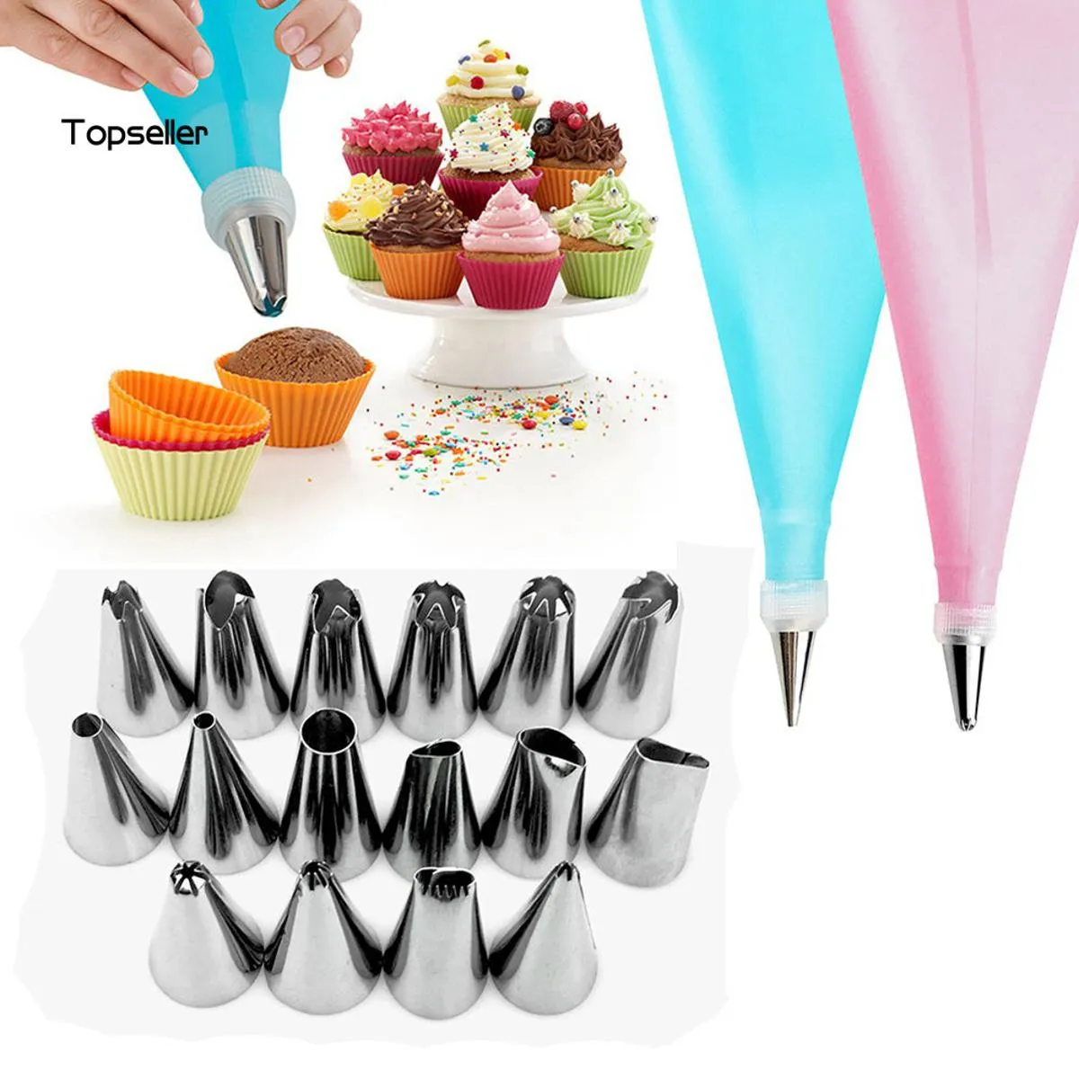 12 Pis Cake Decorating Set Frosting Icing Piping Bag Tips With Steel Nozzles Stainless Steel 12 Pieces Cake Decorating Tools Cake Decoration Tools 3