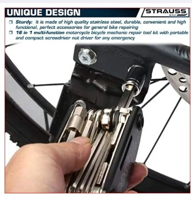 Hex Key Erench 16 in 1 Multi Functional Bike Bicycle Mechanic Repair Set Tool kit Bell Combo offer Bicycle Accessories 5