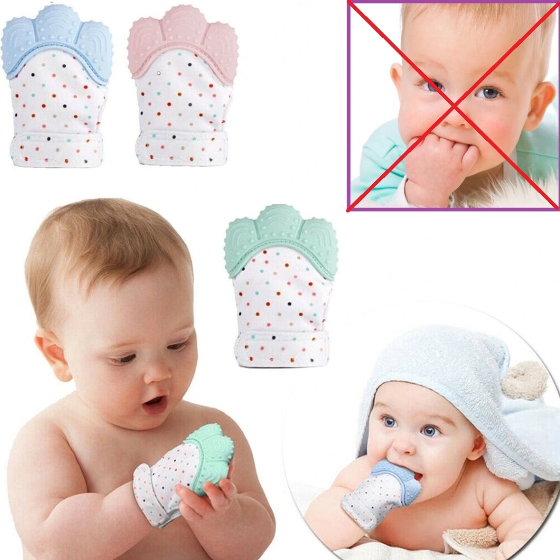 1Pcs Baby Silicone Mitten Teether Glove, Silicone Teething Mitt 2