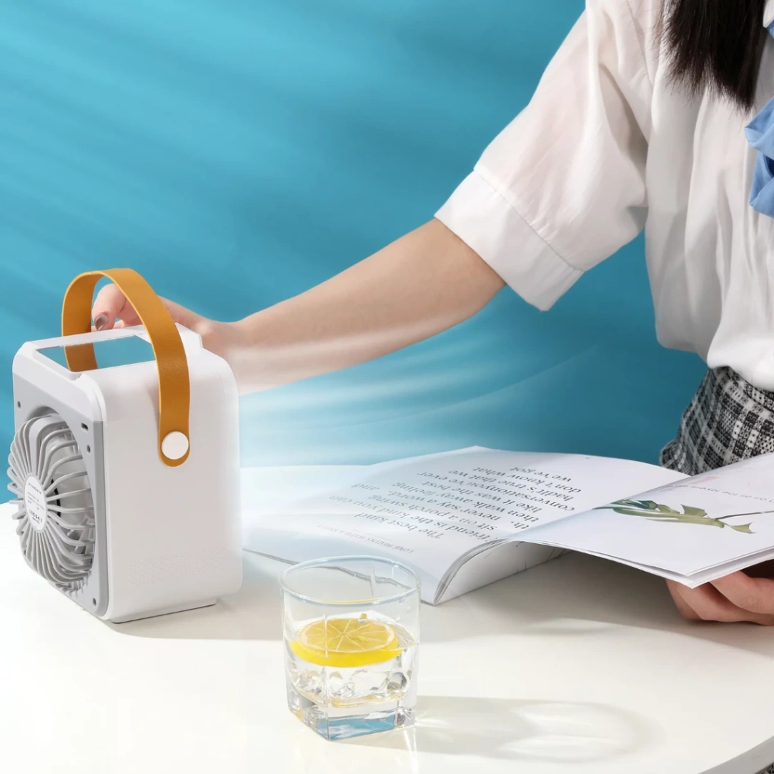 Mini Portable Air Cooler Fan, USB Charging Rechargeable Air Conditioner Cooling Fan 2