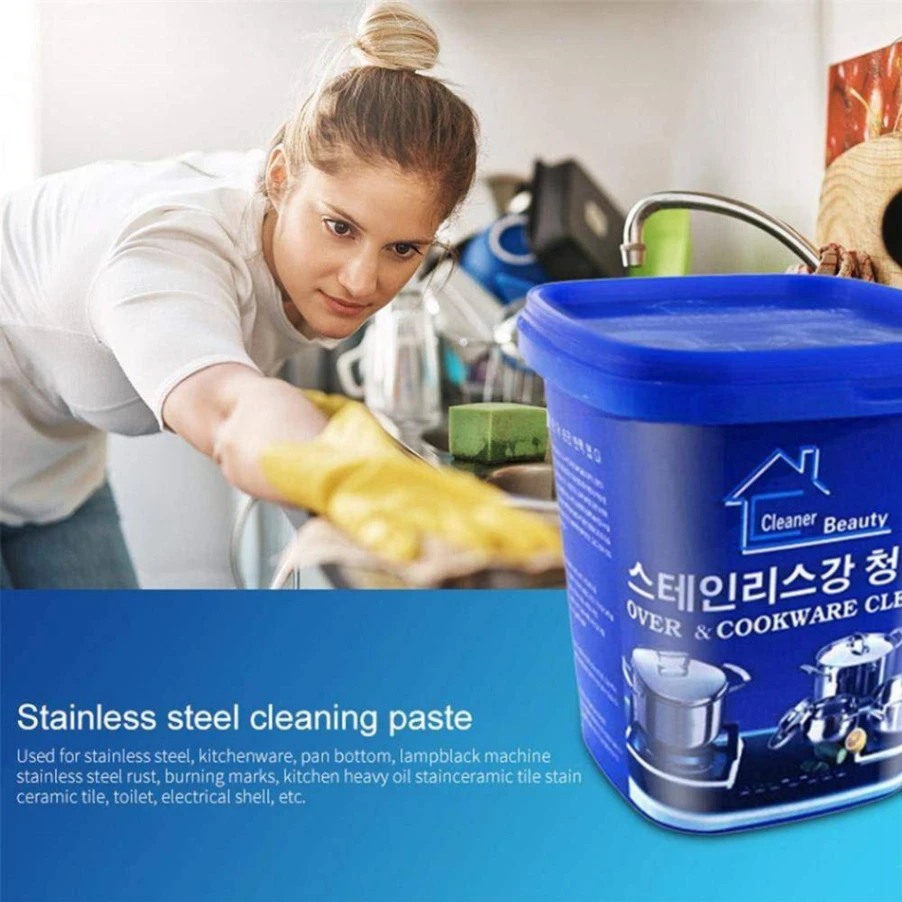 Powerful Stainless Steel Cookware Cleaning Paste Household Kitchen Cleaner Washing Pot Bottom Scale Strong Detergent Cream 5