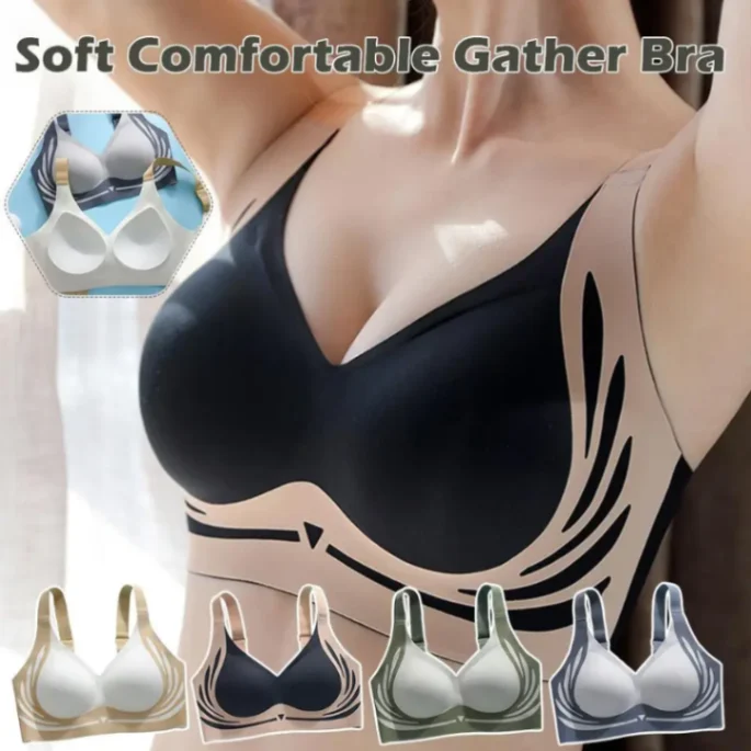 Classic Sports Bras, Anti-Sagging Wireless Push-up Bra Wide Strap Sleep Comfortable Full Coverage Shaping Sports Bra 1