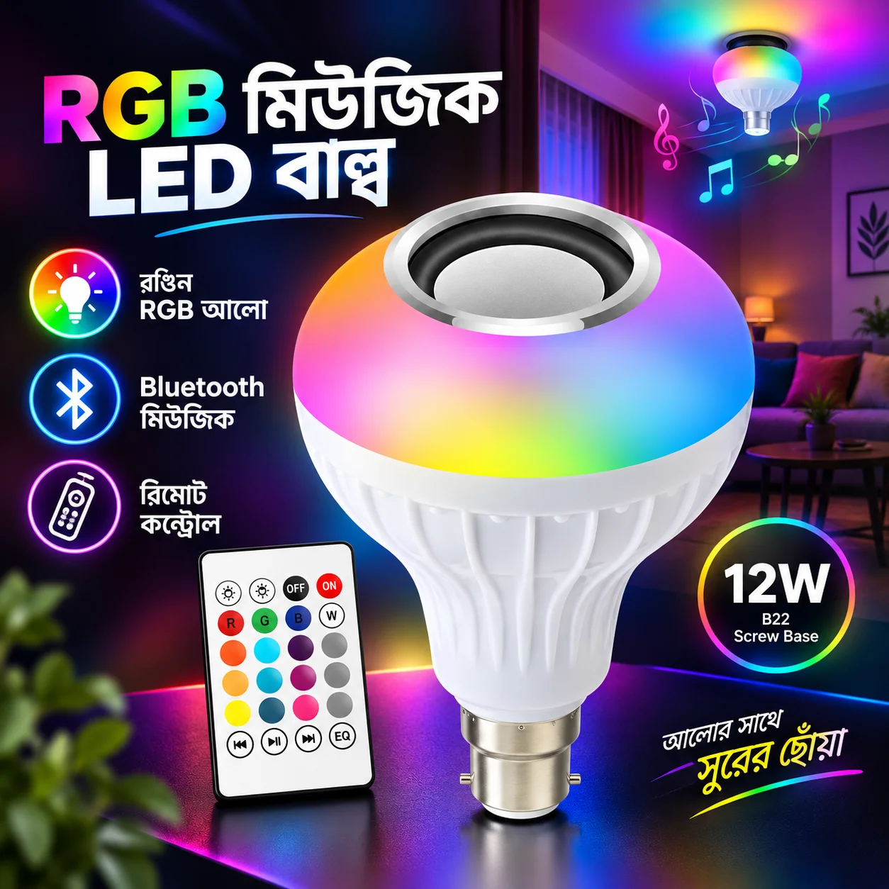 Remote Control Bluetooth Speaker Music Bulb 1