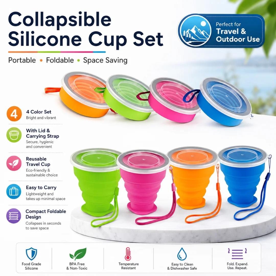 Silicone Folding Cup/Mug, Foldable & Portable & Lightweight Travel Cup for Outdoor Camping Hiking 1
