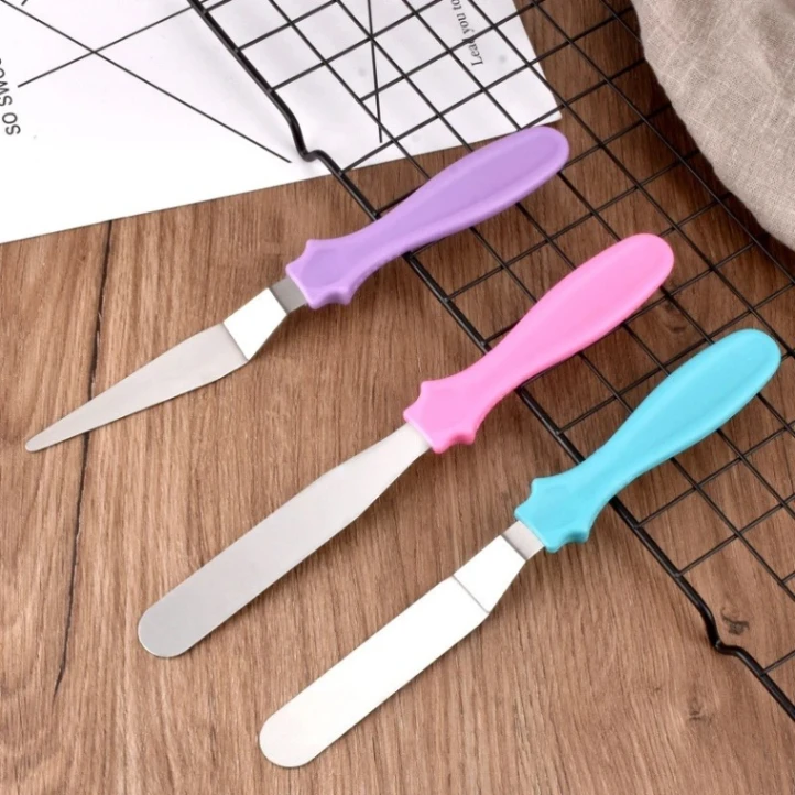 3pcs Stainless steel cream spatula, Butter Cake Cream Smoother Spatula Fondant Pastry Tool, Baking Pastry Cake Decorating Tools 5