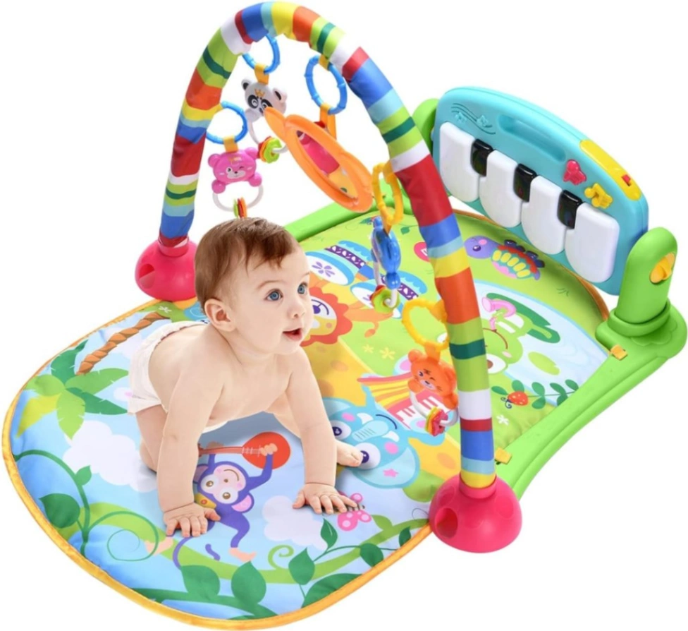 Baby Gym Play Mat Activity Center, Kick and Play Piano Gym Mat with Music and Lights, Gifts for Baby Newborn Toddler Infants Boys Girls 4