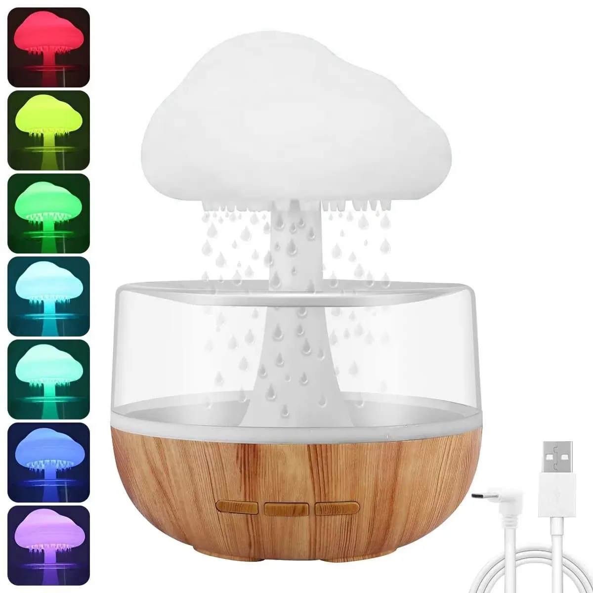 Rain Cloud Humidifier USB Night Light for Room Office Aroma Diffuser Water Drop Sound 3