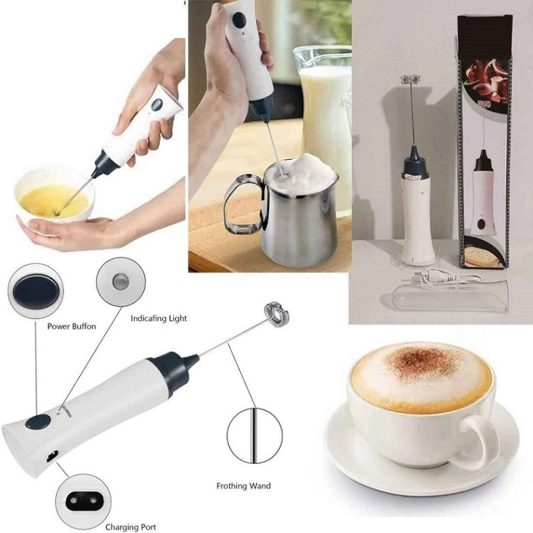 Hand Liquid Mixer foamer and Coffee Maker Juice Maker Rechargeable 6