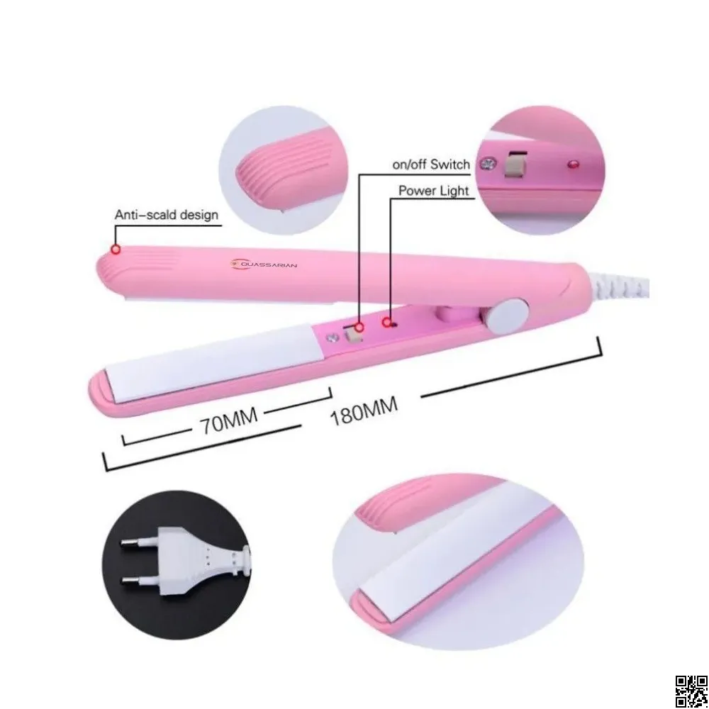 Portable Mini Hair Curl Straightener Flat Iron Perm Splint Ceramic Travel 3