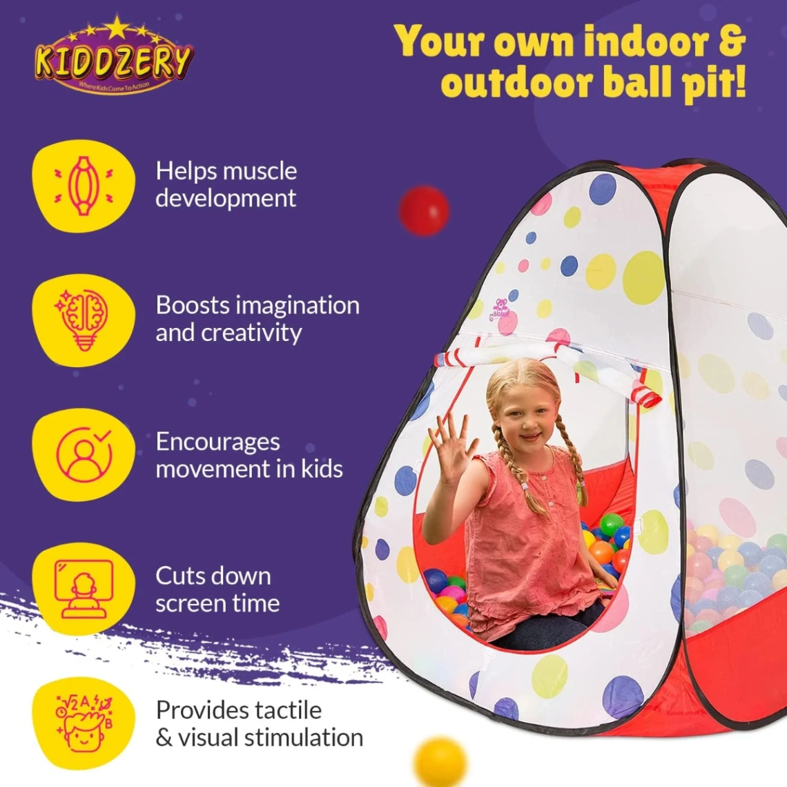 (Ball Pit) Tent Play House - 50 Balls, Play Ball House, Children's Magic Game House 3