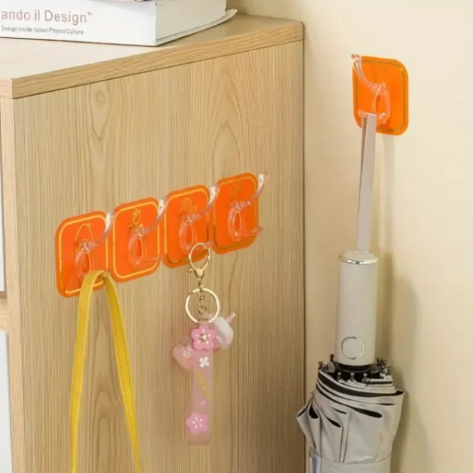 6Pcs Self Adhesive Hook Key Storage Hanger for Kitchen Bathroom Door Wall 3