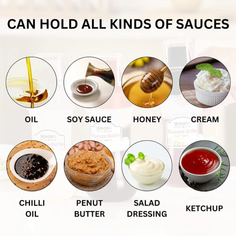 Squeeze Bottle Condiment Bottles Hot Sauce Dispenser Refillable Multipurpose Kitchen Tools 4
