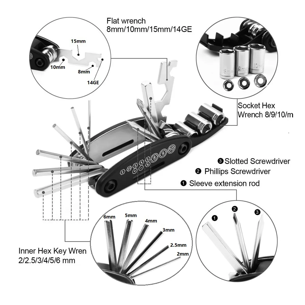 Bicycle Tools 16 in 1 Multi Function Bike Bicycle, Mechanic Repair Tool Kit (made in Shanghai ) 4