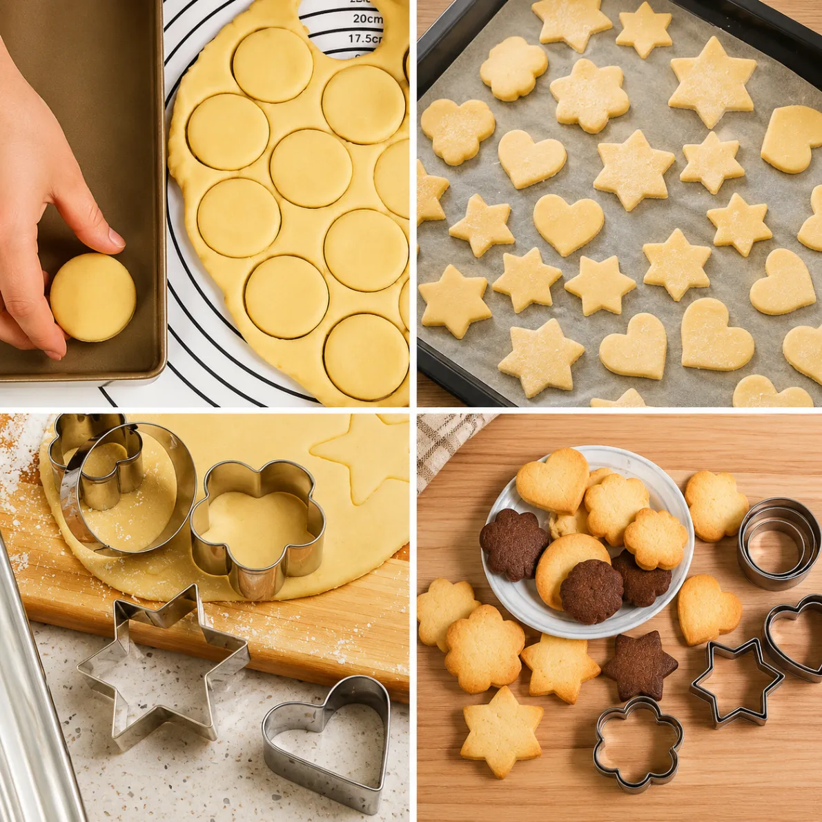 12pcs/Set Stainless Steel Cookie Cutter ( 4 Shapes) Round Heart Star Shape Biscuit Cutters for Kitchen Baking 3