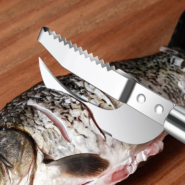 Fish Scale Knife Cut/Scrape/Dig 3-In-1, Fish Scale Knife, Fish Scaler Remover, 3-In-1 Fish Scaler Remover Cutter, Stainless Steel Fish Scale Remover, Stainless Steel 3 In 1 Fish Maw Knife 4