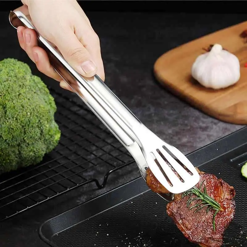 Food Serving Tong, Stainless Steel Food Tongs Kitchen Tongs Utensil Cooking Tong Clip Clamp Accessories Salad Serving BBQ Tools 2