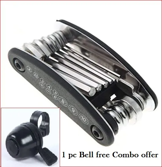 Hex Key Erench 16 in 1 Multi Functional Bike Bicycle Mechanic Repair Set Tool kit Bell Combo offer Bicycle Accessories 2