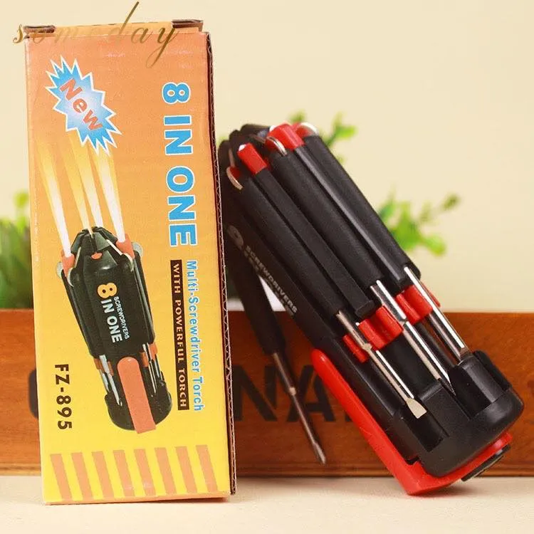 Quirky Finds 8 In 1 Multi Function Screwdriver With Powerful Torch Light 8 In 1 Multi Screwdriver With 6 LED Torch Light 6
