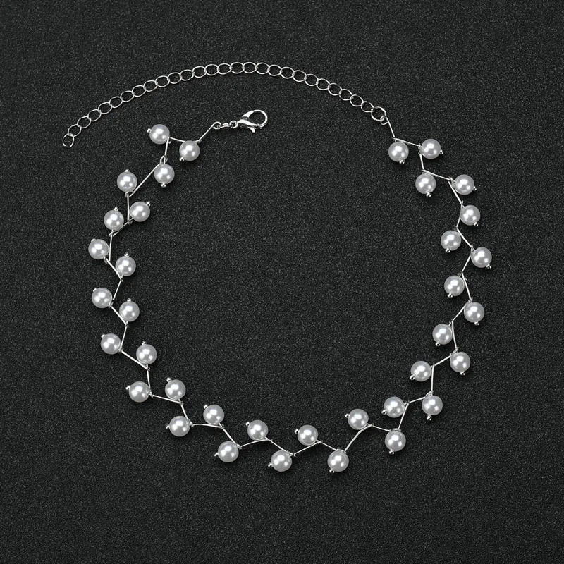 Trendy Fashionable Pearl Choker Necklace for Women Simple New Collection - Rhinestone Charm Chain Necklaces for Girls Party Accessory 4