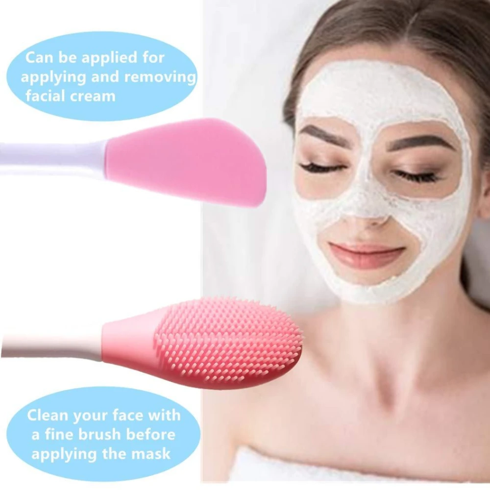 2 in 1 Silicon Facial Mask Applicator, Handheld Face Wash Brush for Pore Cleansing, Gentle Exfoliating, Removing Blackhead Brush 4