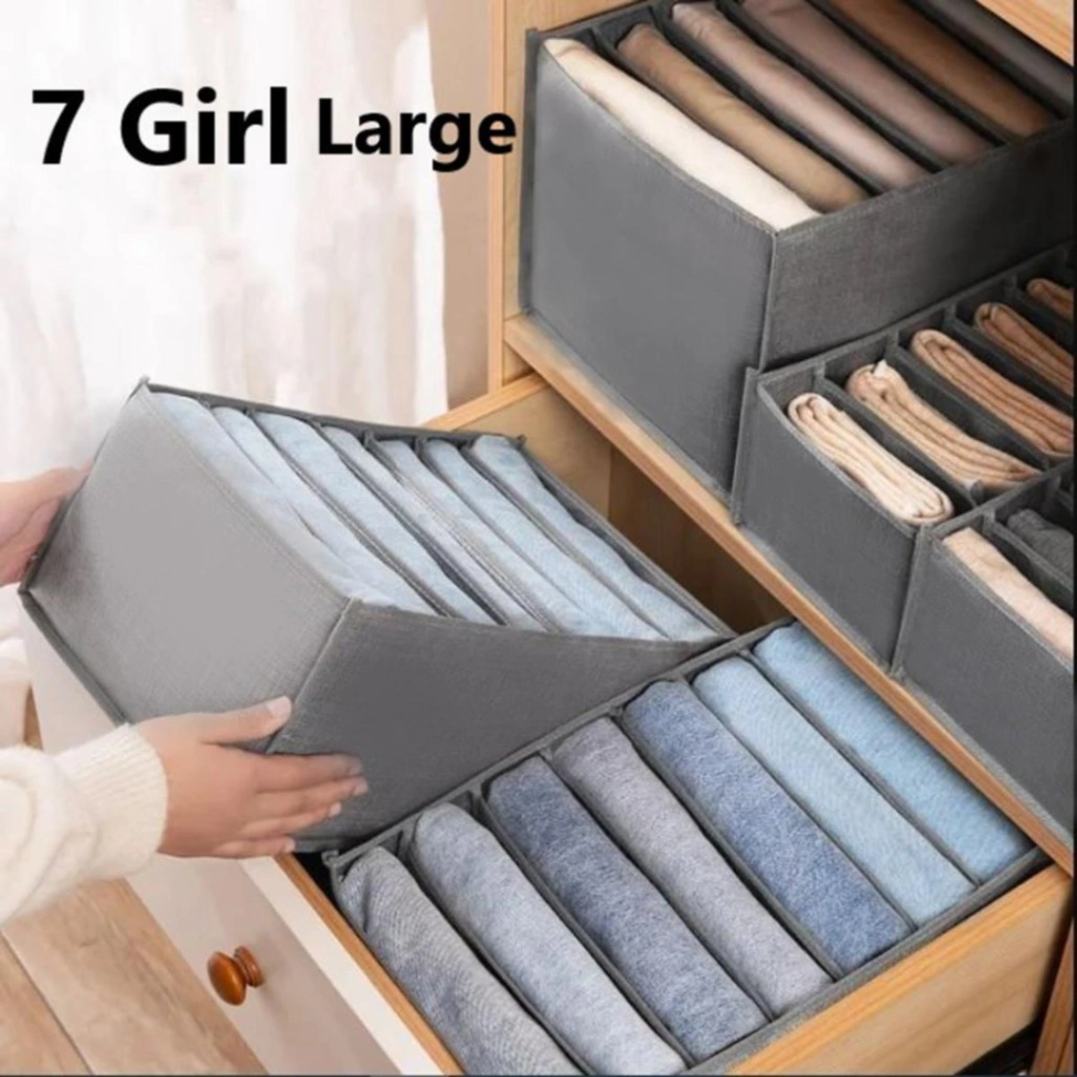 7 Grids Clothes Organizer, Clothes Closet Organizers and Storage Clothes Drawer, Compartment Foldable Closet Drawer Organizer Storage Box for Jeans, Leggings, T-shirt, Skirts(Gray) 5