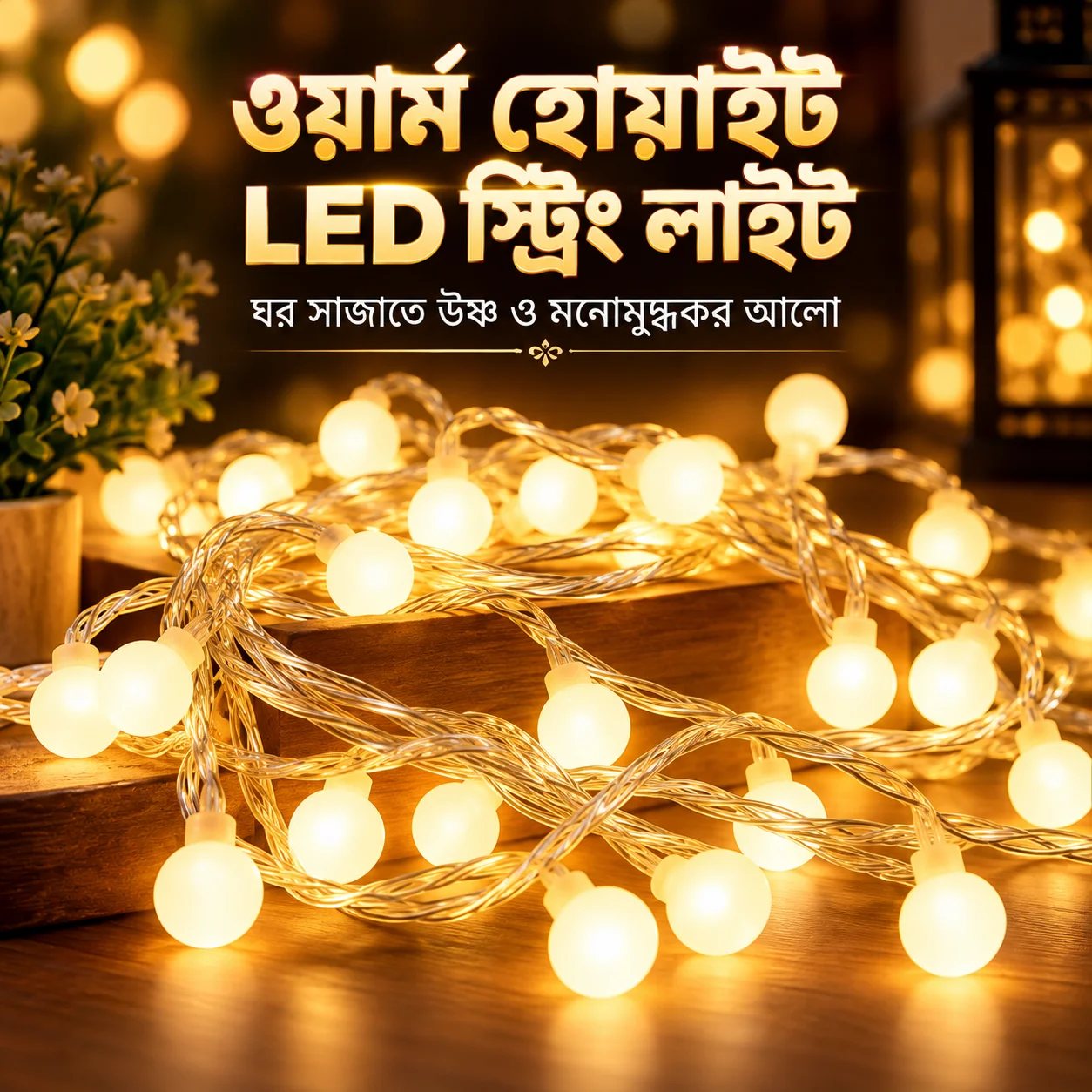 20 led Ball shape Fairy Lights, warm white snow ball Waterproof Decorative Fairy Lights 20 pieces set - Room Decoration Light 3