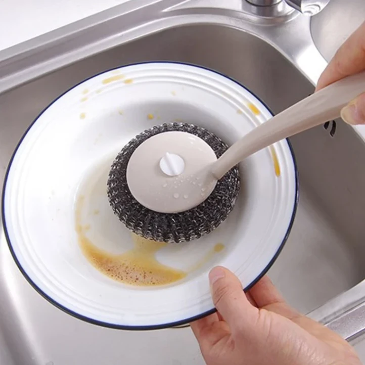 Long Handle Stainless Steel Wire Dishwashing Cleaning Brush 2
