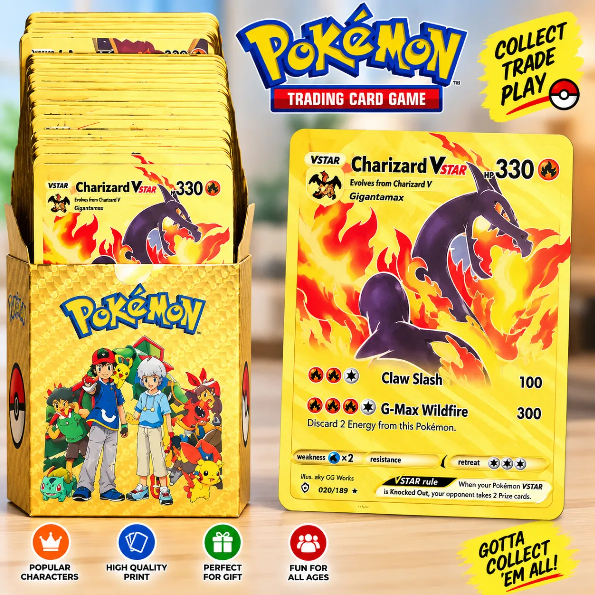 Pokemon Card Toy Gold Black Silver Rainbow Cards English Action Figure Charizard Anime Party Birthday Gifts 3