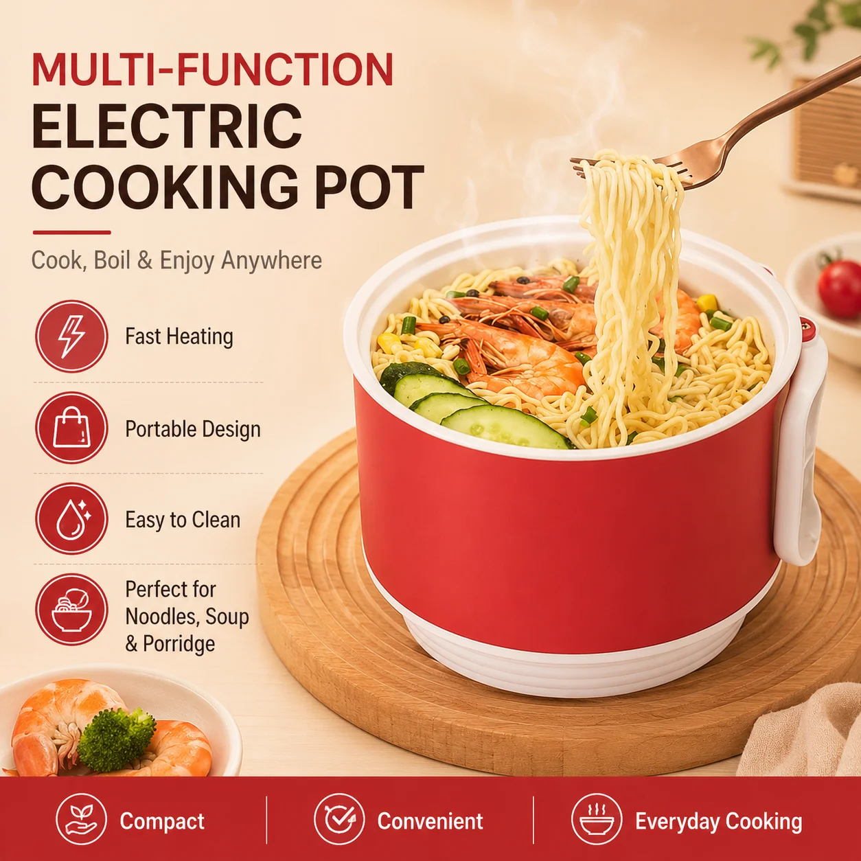 Fashion Electric Cooking Pot (1.6L), Electric Multi Functional Cooker, Mini Rice Cooker 3